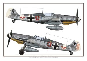 Exito 001 - Plakat Messerschmitt Bf-109 G-6 Red 13 H.Bartels